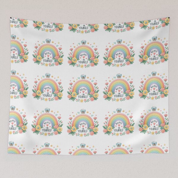 Item preview, BVelieve in Yourself  - rainbow with flowers design positive optimistic  designed and sold by Dominika Farkašová.