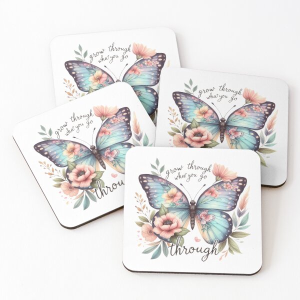 Item preview, Grow through what you go though  -butterfly with flowers design positive optimistic  designed and sold by Dominika Farkašová.
