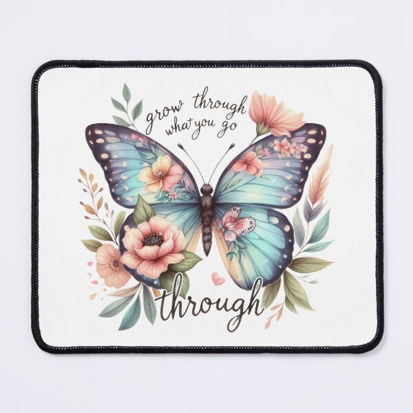 Item preview, Grow through what you go though -butterfly with flowers design positive optimistic designed and sold by Dominika Farkašová.