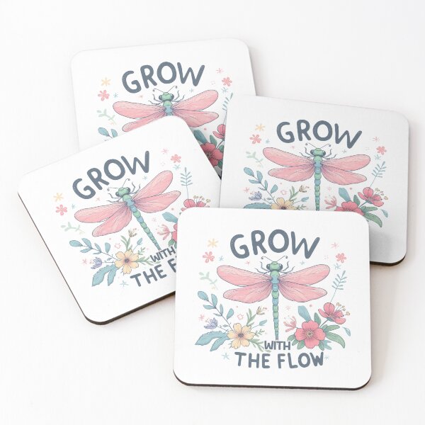 Item preview, Grow with the flow  - dragonfly with flowers design positive optimistic  designed and sold by Dominika Farkašová.