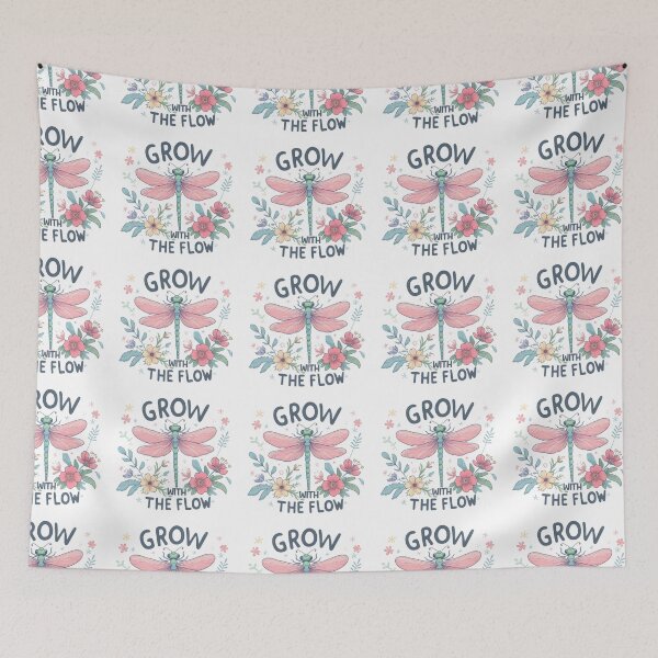 Item preview, Grow with the flow  - dragonfly with flowers design positive optimistic  designed and sold by Dominika Farkašová.