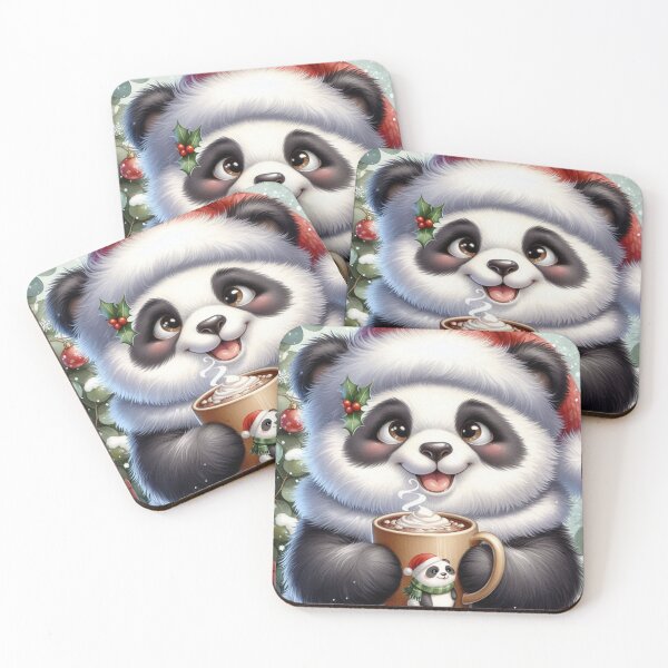 Item preview, Festive Panda Enjoying Hot Cocoa in Santa Hat Cheer designed and sold by i-Xuou.