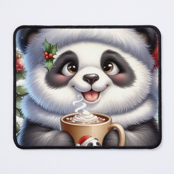 Item preview, Festive Panda Enjoying Hot Cocoa in Santa Hat Cheer designed and sold by i-Xuou.
