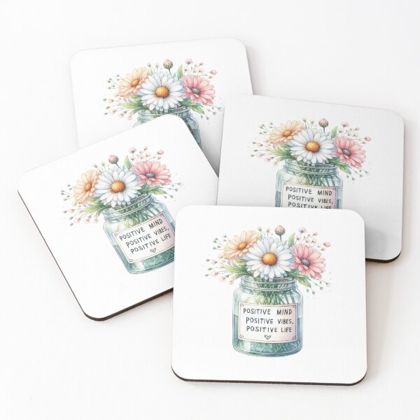 Item preview, Positive mind, positive vibes positive life jar  -jar with flowers and affirmations design positive optimistic  designed and sold by Dominika Farkašová.