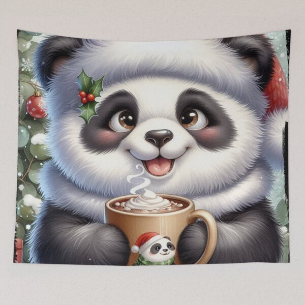 Item preview, Festive Panda Enjoying Hot Cocoa in Santa Hat Cheer designed and sold by i-Xuou.
