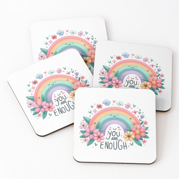 Item preview, You are enough  - rainbow with flowers and quotes design positive optimistic  designed and sold by Dominika Farkašová.