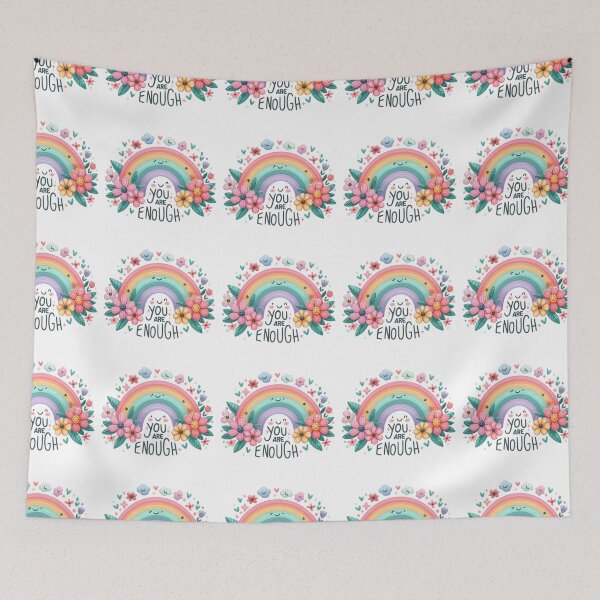 Item preview, You are enough  - rainbow with flowers and quotes design positive optimistic  designed and sold by Dominika Farkašová.