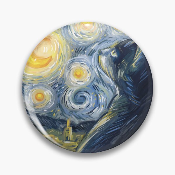 Item preview, "Starry Night Cat Art - Van Gogh Inspired Feline Design designed and sold by DrawHandArt.