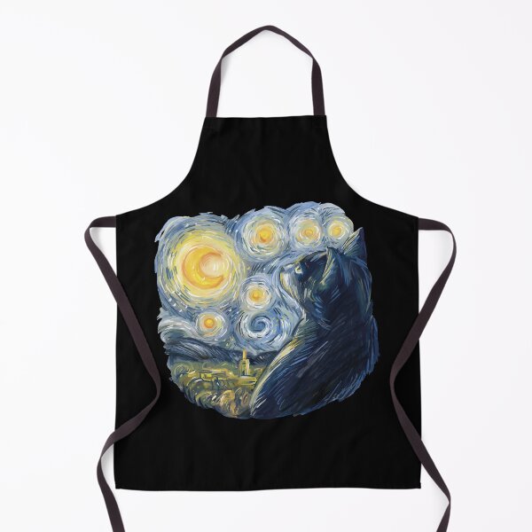 Item preview, "Starry Night Cat Art - Van Gogh Inspired Feline Design designed and sold by DrawHandArt.