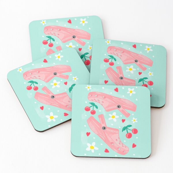 Item preview, Pink Croc Style Shoes, Cherries, Hearts and Daisies designed and sold by emmacrayon.