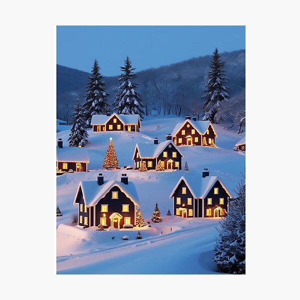 Item preview,  Christmas trees in a snowy forest village  designed and sold by ShopTwentyFour.
