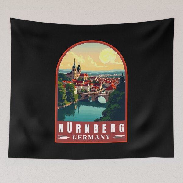 Item preview, Nürnberg in Bavaria Germany Retro Art Travel Landscape designed and sold by MaateoDesign.