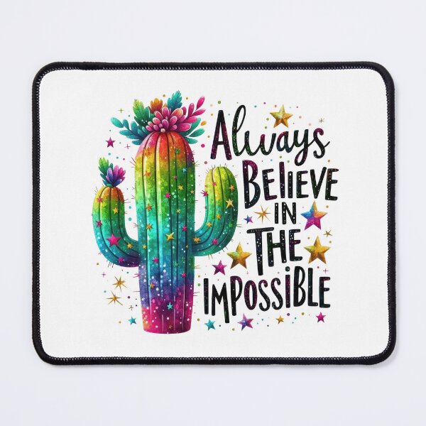 Item preview, Always believe in impossible - cactus - colorful motivational quote design designed and sold by Dominika Farkašová.