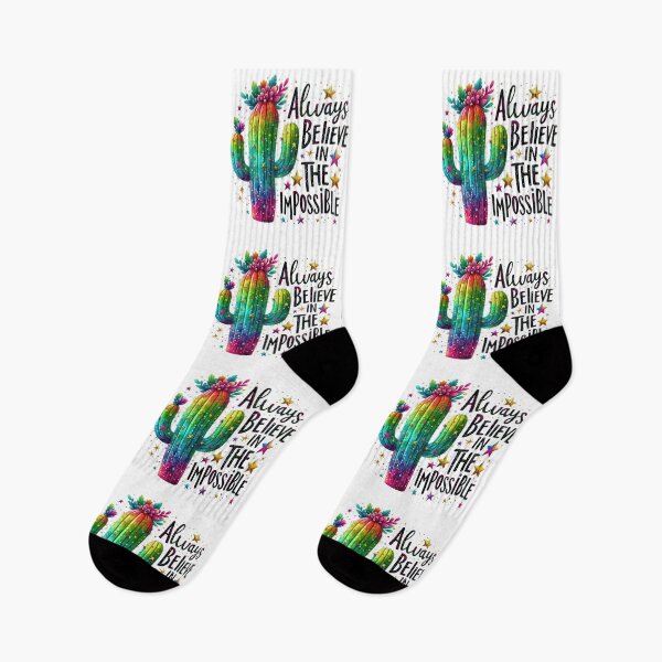 Item preview, Always believe in impossible  - cactus - colorful motivational quote design designed and sold by Dominika Farkašová.