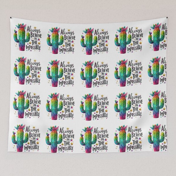 Item preview, Always believe in impossible  - cactus - colorful motivational quote design designed and sold by Dominika Farkašová.