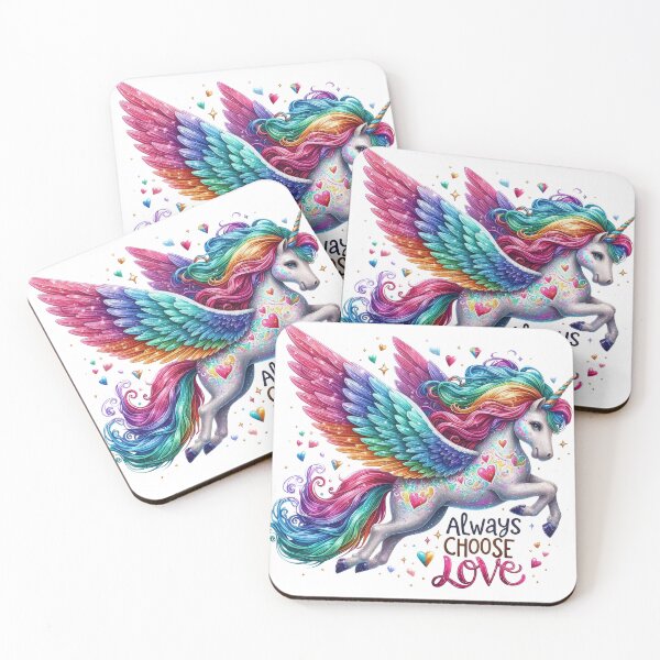 Item preview, Always choose Love  - unicorn - colorful motivational quote design designed and sold by Dominika Farkašová.