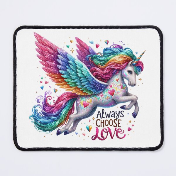 Item preview, Always choose Love - unicorn - colorful motivational quote design designed and sold by Dominika Farkašová.