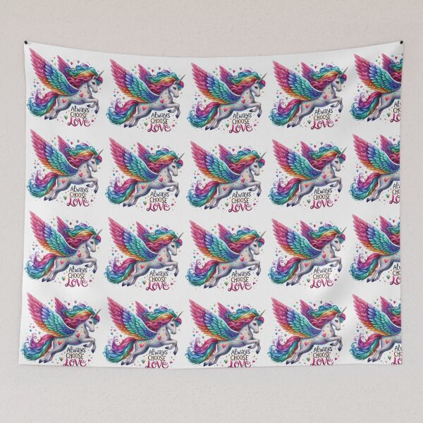 Item preview, Always choose Love  - unicorn - colorful motivational quote design designed and sold by Dominika Farkašová.