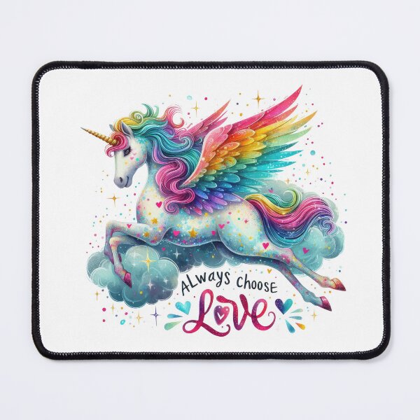 Item preview, Always choose Love - unicorn - colorful motivational quote design designed and sold by Dominika Farkašová.