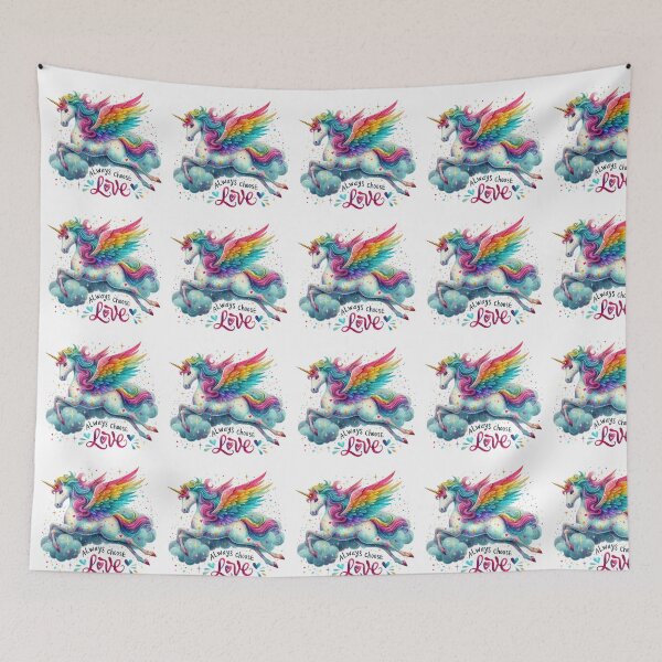Item preview, Always choose Love  - unicorn - colorful motivational quote design designed and sold by Dominika Farkašová.