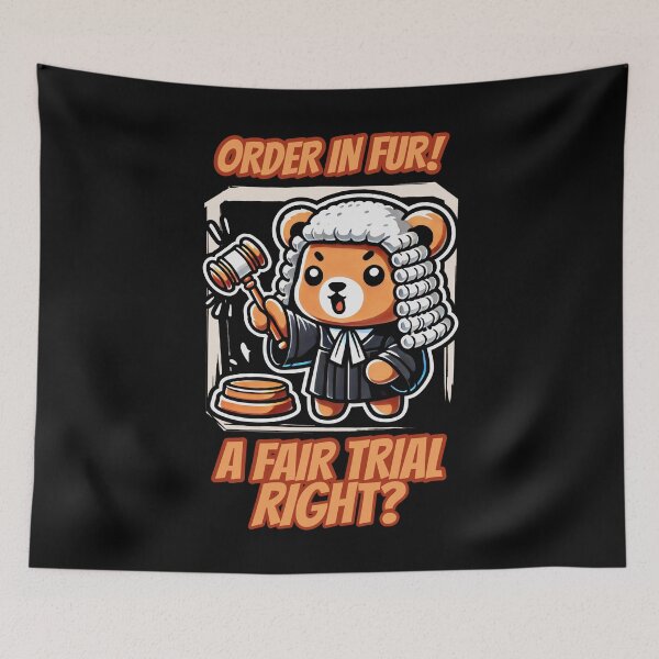 Item preview, Order In Fur! A Fair Trial Right? A Playful Bear Judge Holding A Gavel In Lilac And Orange Accents designed and sold by SplashTastic.