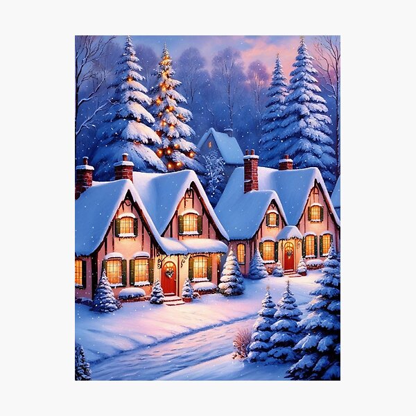 Item preview,  Christmas trees in a snowy forest village  designed and sold by ShopTwentyFour.
