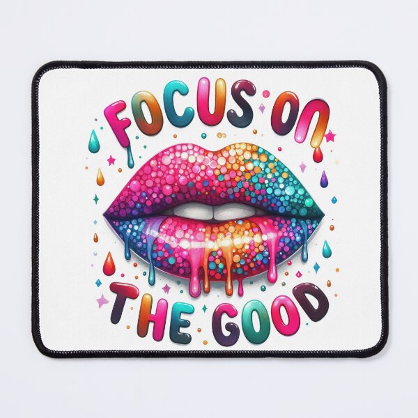 Item preview, Focus on the good - lips- colorful motivational quote design designed and sold by Dominika Farkašová.
