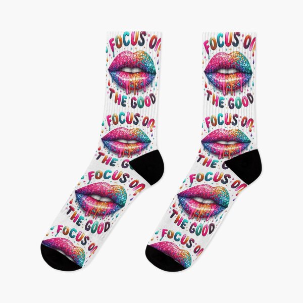 Item preview, Focus on the good  - lips- colorful motivational quote design designed and sold by Dominika Farkašová.