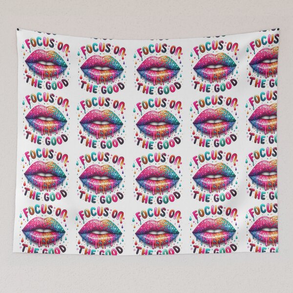 Item preview, Focus on the good  - lips- colorful motivational quote design designed and sold by Dominika Farkašová.