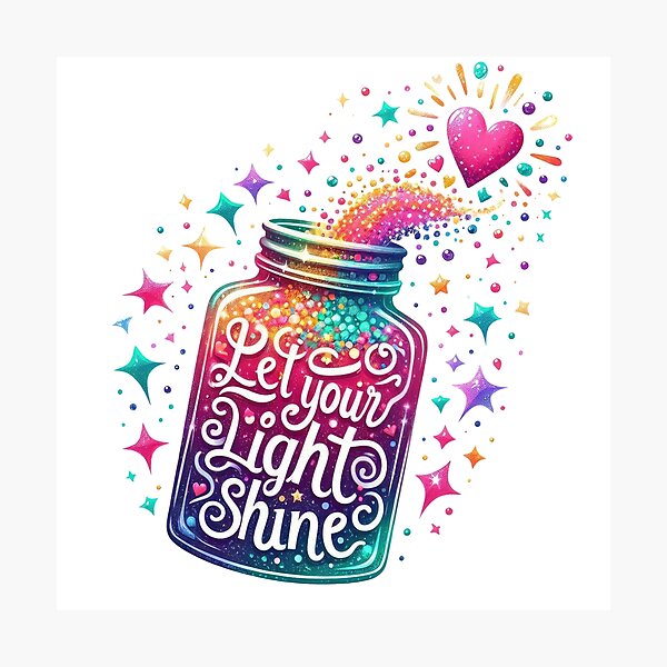 Item preview, Let your light shine  - jar - colorful motivational quote design designed and sold by Dominika Farkašová.