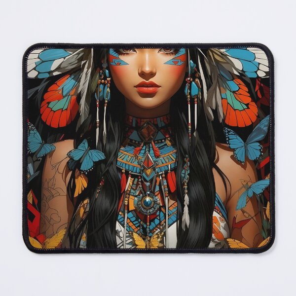 Item preview, indian india feather makeup girl sexy waifu traditional mapuche designed and sold by The-Diamond-Art.