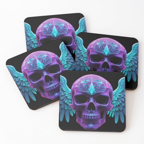 Item preview, Glowing Skull with Neon Angel Wings designed and sold by subhamkapoor.