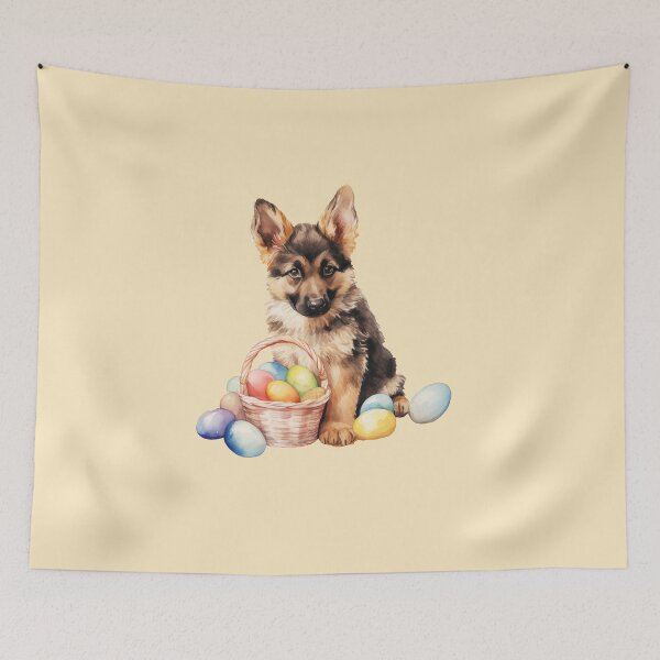 Item preview, Easter German Shepherd with easter egg basket designed and sold by Daydreamsatdawn.