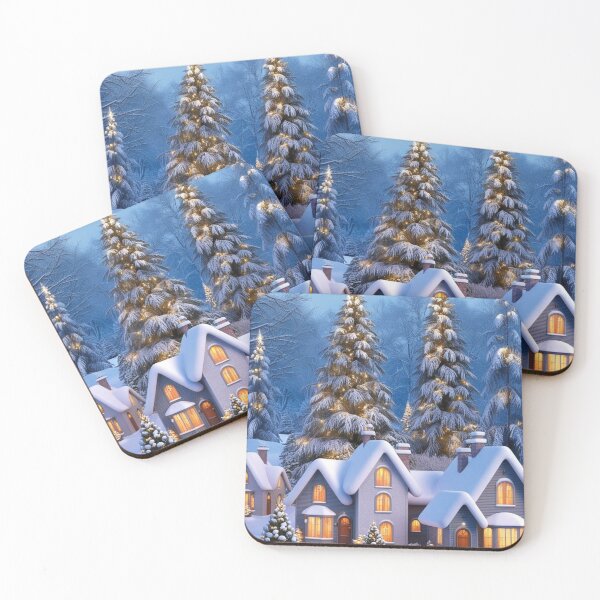 Item preview,  Christmas trees in a snowy forest village  designed and sold by ShopTwentyFour.