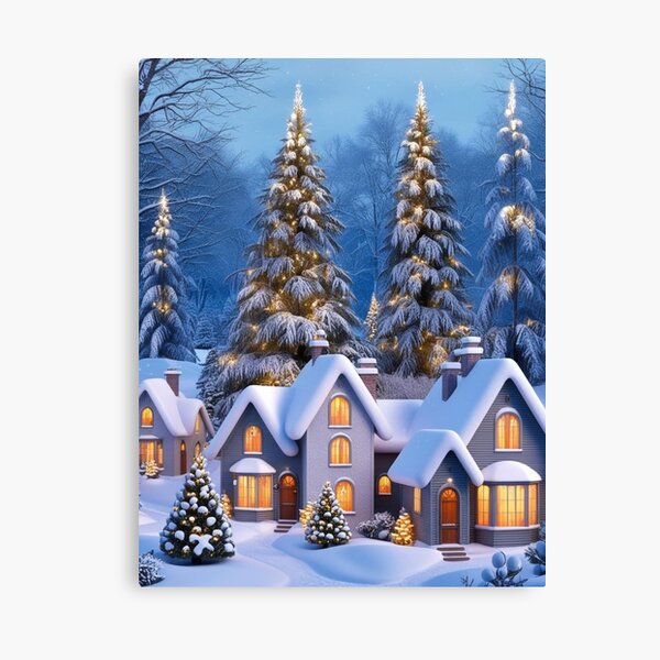 Item preview,  Christmas trees in a snowy forest village  designed and sold by ShopTwentyFour.