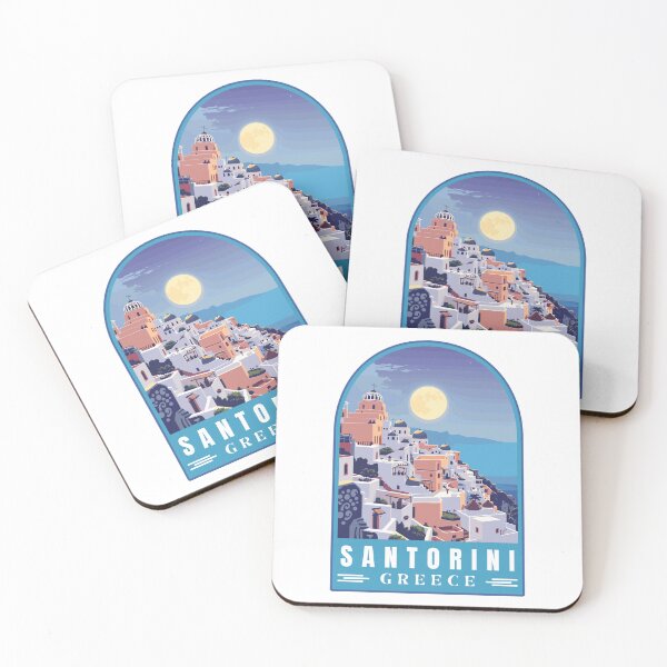 Item preview, Santorini in Greece (Aegean Sea) Retro Art Travel Landscape designed and sold by MaateoDesign.
