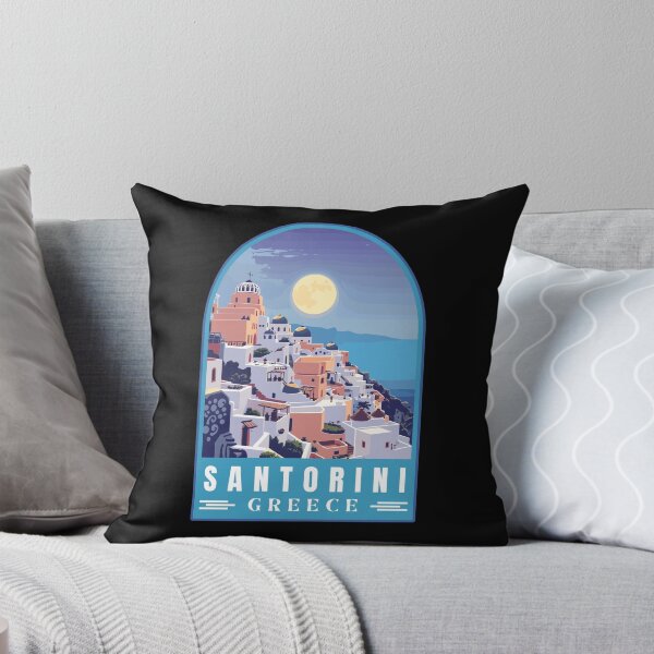 Item preview, Santorini in Greece (Aegean Sea) Retro Art Travel Landscape designed and sold by MaateoDesign.