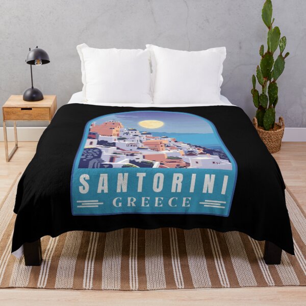 Item preview, Santorini in Greece (Aegean Sea) Retro Art Travel Landscape designed and sold by MaateoDesign.