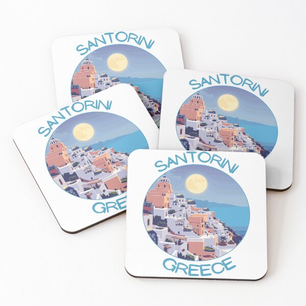 Item preview, Santorini in Greece Retro Art Travel Emblem designed and sold by MaateoDesign.