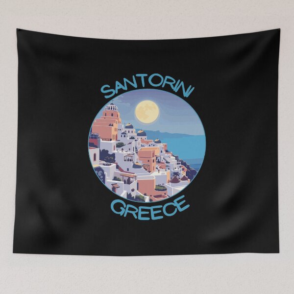 Item preview, Emblema de viaje de arte retro de Santorini en Grecia designed and sold by MaateoDesign.
