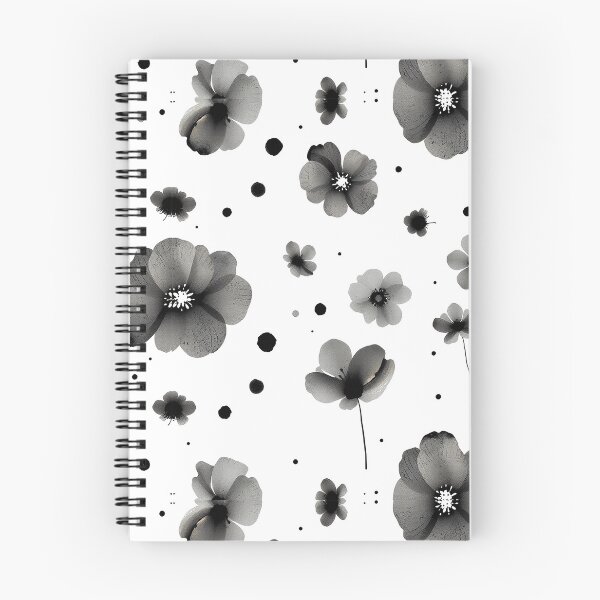 Item preview, small flower anemone watercolor black and white japanese style ink stain designed and sold by s-flo-art.