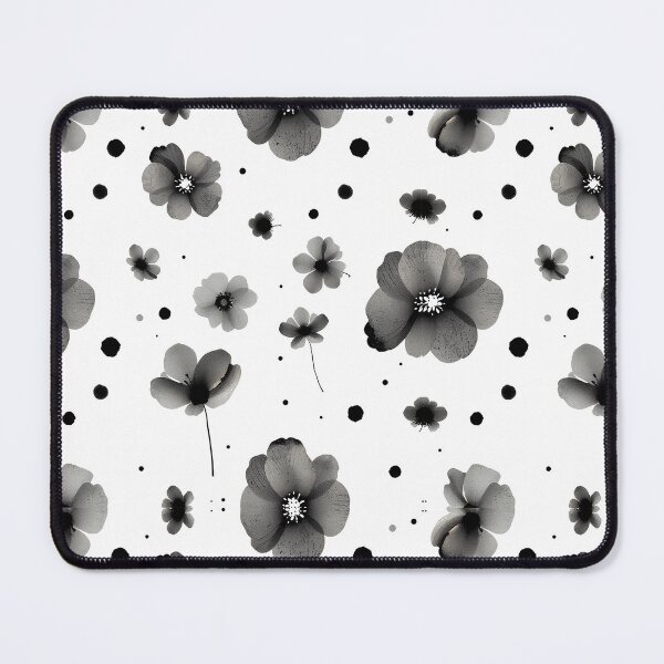 Item preview, small flower anemone watercolor black and white japanese style ink stain designed and sold by s-flo-art.