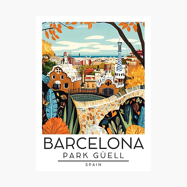 Item preview, An Illustration of Park Güell - Barcelona - Spain  designed and sold by GoodOldVintage.