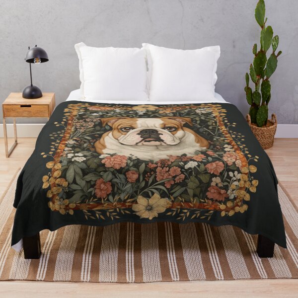 Item preview, English Bulldog in a William Morris style Garden designed and sold by AntiqueImages.