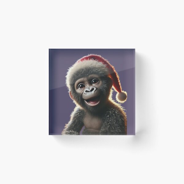 Item preview, Festive Baby Gorilla in Santa Hat designed and sold by Catsmoment.