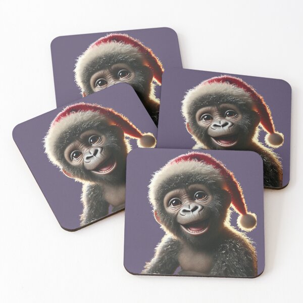 Item preview, Festive Baby Gorilla in Santa Hat designed and sold by Catsmoment.