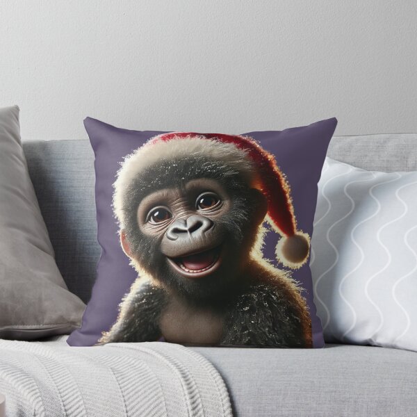 Item preview, Festive Baby Gorilla in Santa Hat designed and sold by Catsmoment.