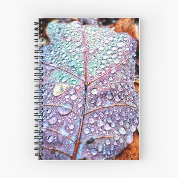 Item preview, Rain drops on a purple fall leaf designed and sold by Dirtpathdesigns.