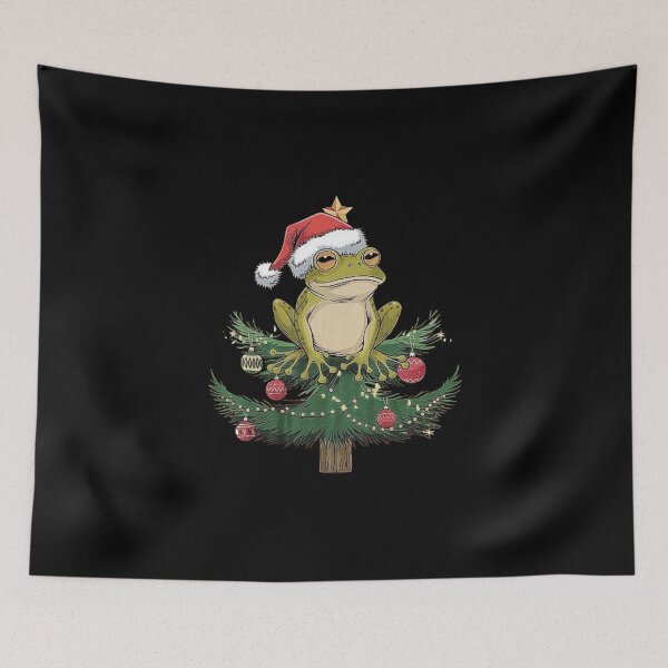 Item preview, Funny Frog on a Christmas Tree with Santa Hat-For Christmas Frog Lovers  designed and sold by love3617.