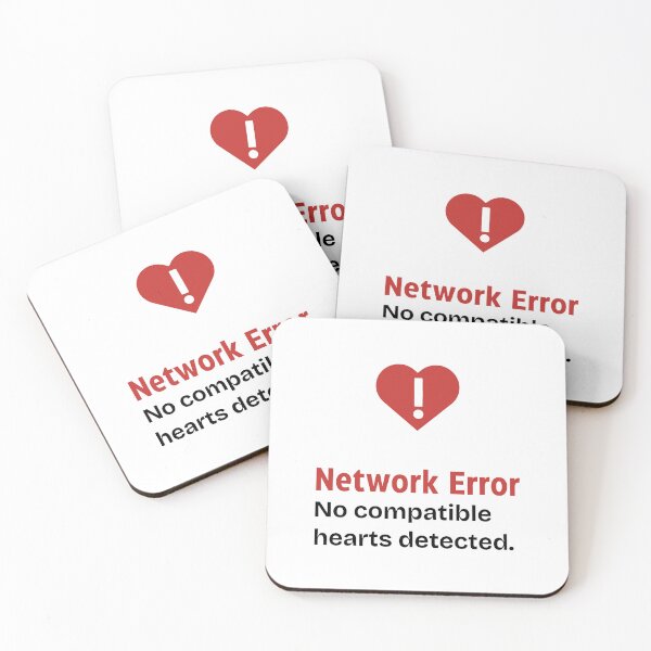 Item preview, Network Error No compatible hearts detected red heart warning signal, a humorous mismatch in relationships with black and red contrast designed and sold by SplashTastic.